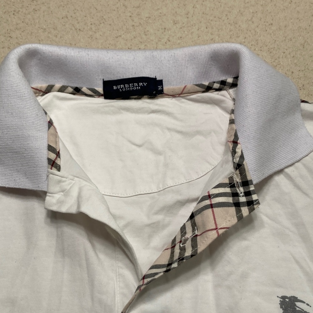 Burberry London Classic White Polo with Iconic Trim Women Size M - Picture 7 of 13